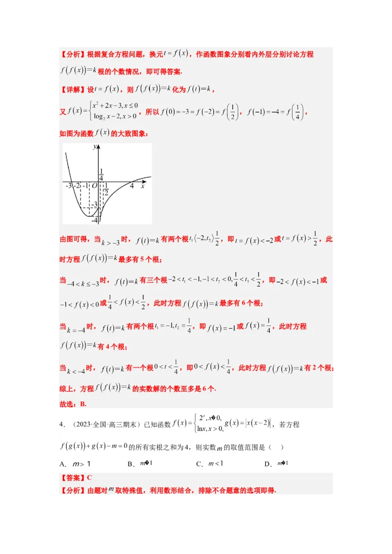 素养拓展5嵌套函数的零点问题（解析版）_02高考数学_新高考复习资料_2024年新高考资料_一轮复习资料_完一轮复习讲义2024年高考数学高频考点题型归纳与方法总结（新高考）