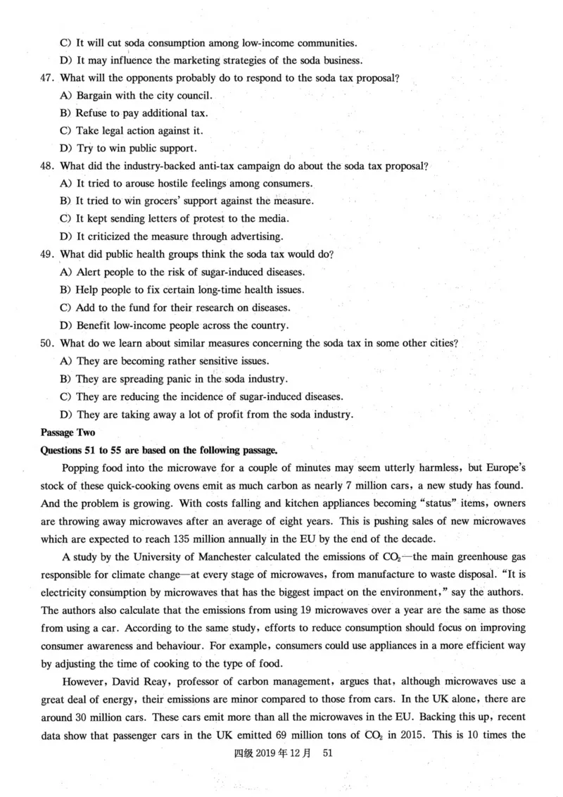 2019.12四级真题全3套(带书签)_02.四六级真题+模拟题（0128）_四级真题+音频+解析(0128)_03.2016&mdash;2025年新题型_2019年12月四级