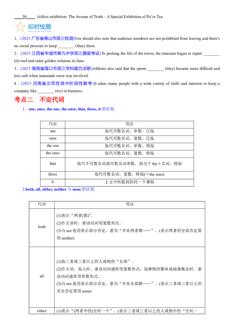 考点06代词（核心考点精讲精练）-备战2024年高考英语一轮复习考点帮（新高考专用）（学生版）_03高考英语_新高考复习资料_2024年新高考资料_一轮复习资料_语法核心考点