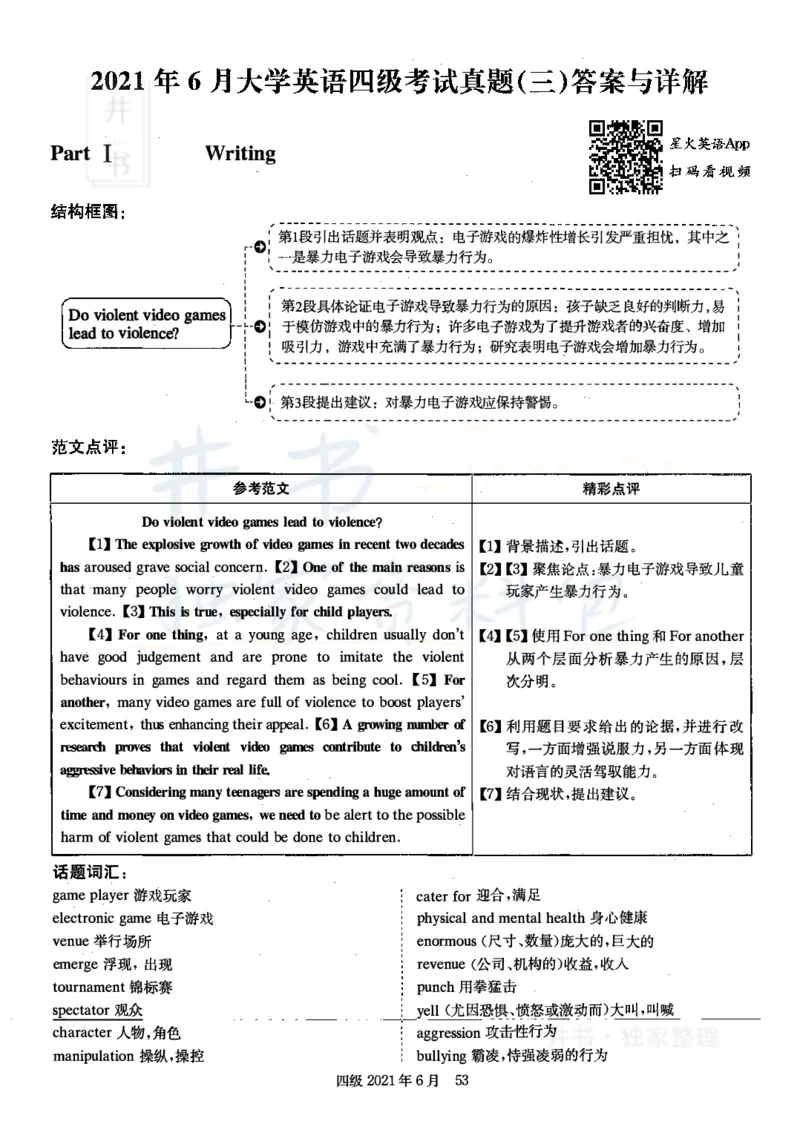 2021年6月大学英语四级考试答案及解析卷3_最新更新，视频都在这_2026、6月四级速转存易和谐_四六级真题+资料包_四级真题_2021年6月CET4