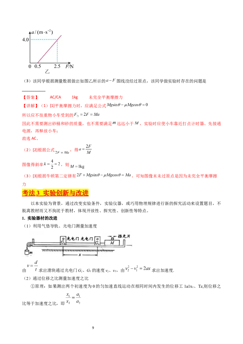考点13实验四探究加速度与力和质量的关系（核心考点精讲精练）-备战2024年高考物理一轮复习考点帮（新高考专用）（解析版）_04高考物理_新高考复习资料_2024新高考复习资料