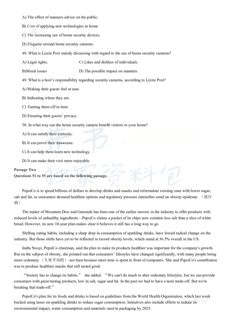 2018年12月大学英语四级考试真题卷2_最新更新，视频都在这_2026、6月四级速转存易和谐_四六级真题+资料包_四级真题_2018年12月CET4