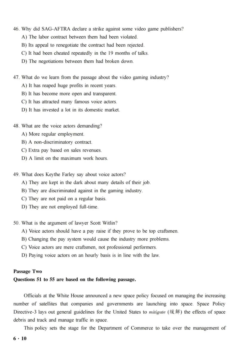 2019.06六级真题全3套(带书签)_02.四六级真题+模拟题（0128）_六级真题+音频+解析(0128)_03.2016&mdash;2025六级新题型_2019年06月六级