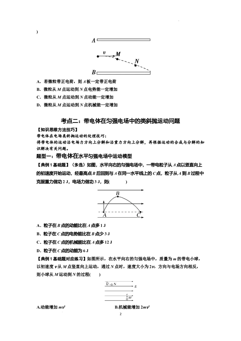 知识点70：带电体在电场的偏转运动（原卷版）_04高考物理_新高考复习资料_2024新高考复习资料_一轮复习资料_基础版2024届高考物理一轮复习讲义及对应练习