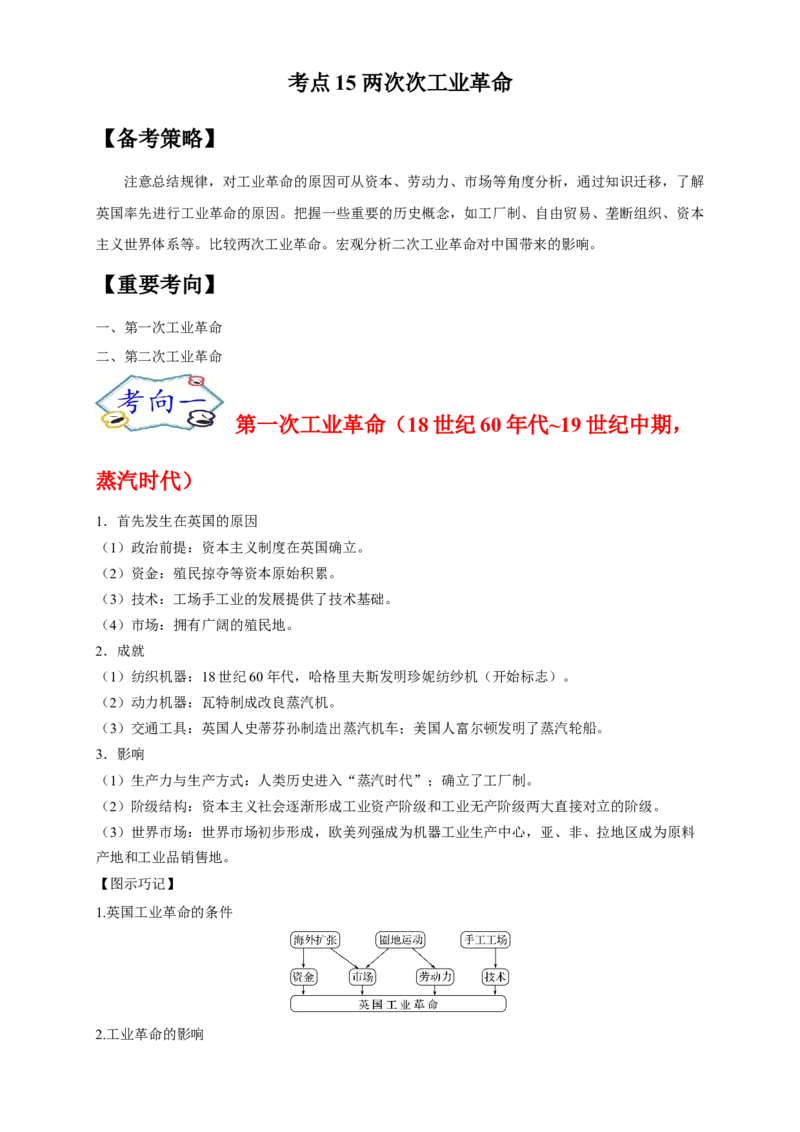 考点15两次次工业革命-备战2022年高考历史一轮复习考点帮（新高考专用）_07高考历史_新高考复习资料_2022年新高考复习资料_备战2022年历史一轮复习考点帮（新高考）8.2更新