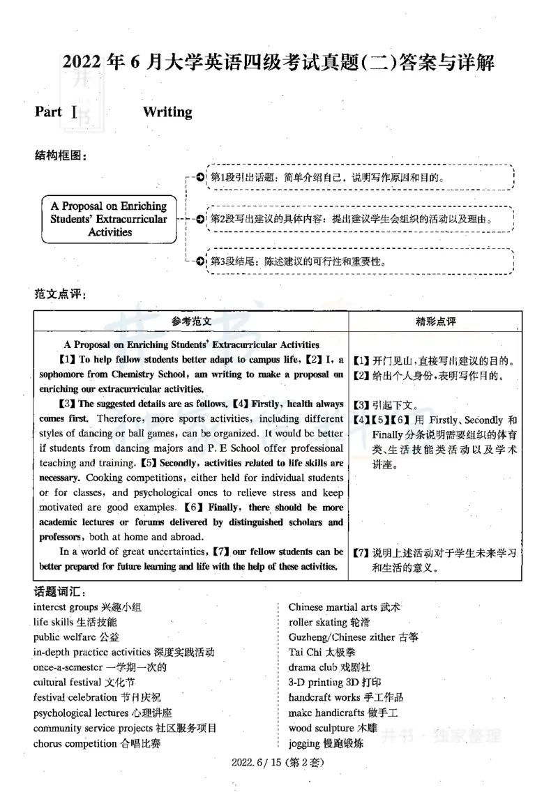 2022年6月大学英语四级考试答案及解析卷2_最新更新，视频都在这_2026、6月四级速转存易和谐_四六级真题+资料包_四级真题_2022年6月CET4