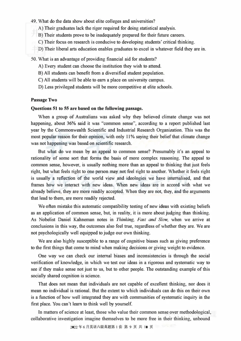 2022年06月大学英语6级真题（卷一）_最新更新，视频都在这_2026、6月四级速转存易和谐_四六级真题+资料包_六级真题_2022年06月六级真题及答案解析（全三套）