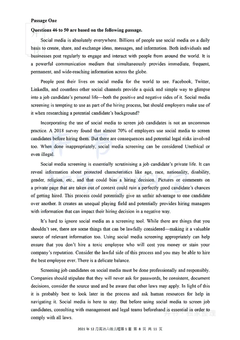 2021年12月大学英语6级真题（卷一）_最新更新，视频都在这_2026、6月四级速转存易和谐_四六级真题+资料包_六级真题_2021年12月六级真题及答案解析（完整版）