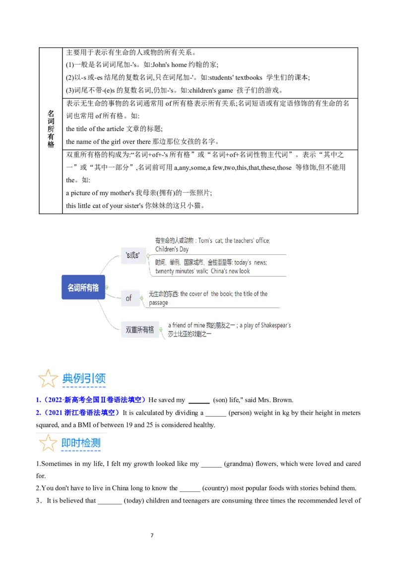 考点01+名词（核心考点精讲精练）-备战2024年高考英语一轮复习考点帮（新高考专用）（学生版）_03高考英语_新高考复习资料_2024年新高考资料_一轮复习资料_语法核心考点