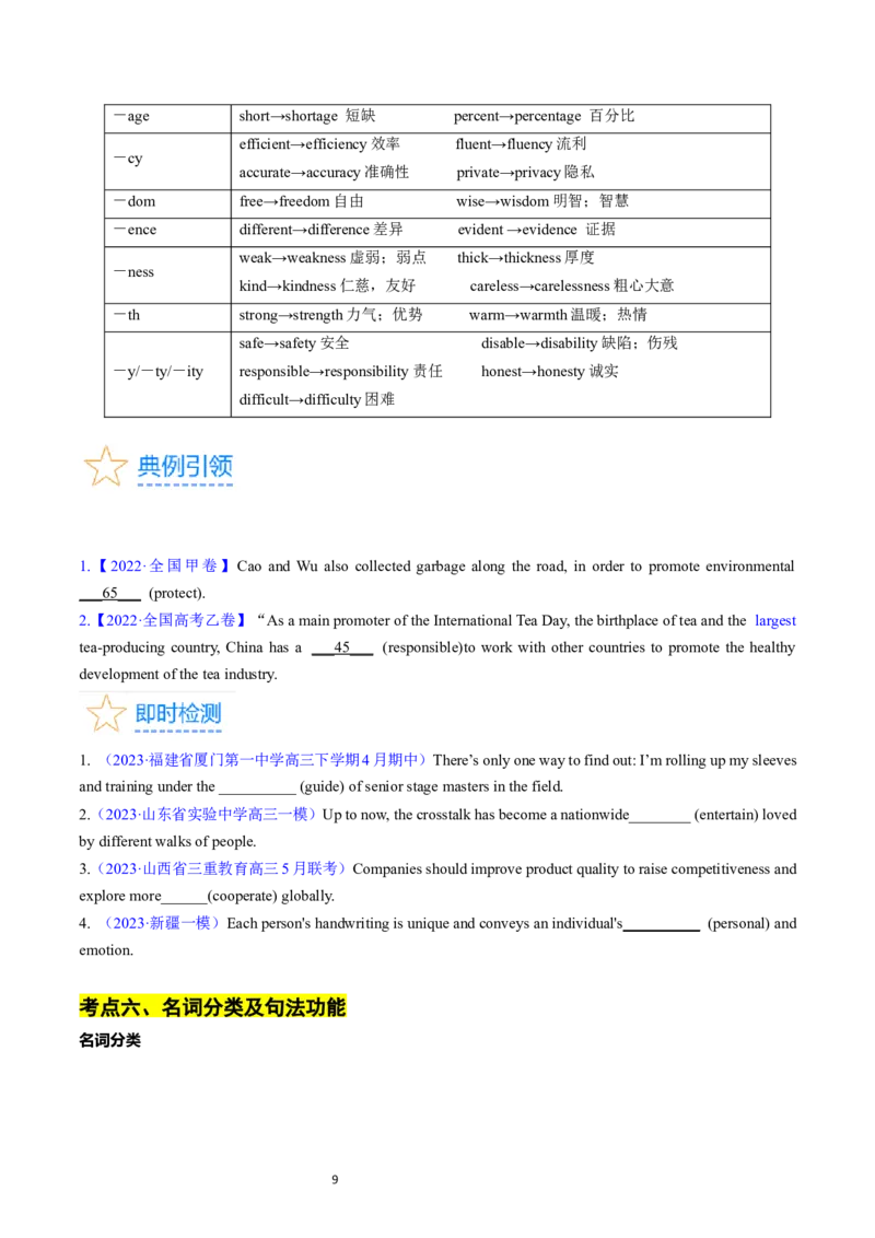 考点01+名词（核心考点精讲精练）-备战2024年高考英语一轮复习考点帮（新高考专用）（学生版）_03高考英语_新高考复习资料_2024年新高考资料_一轮复习资料_语法核心考点