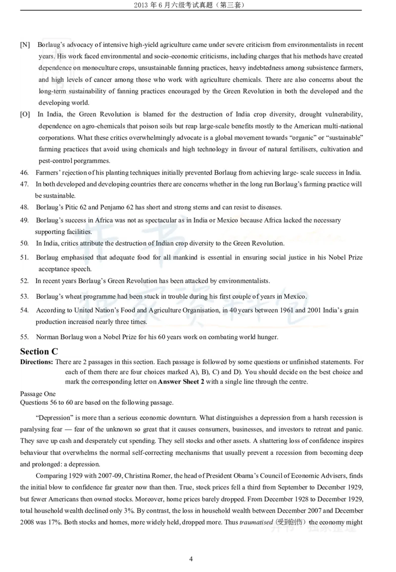 2013年06月大学英语6级（卷三）_最新更新，视频都在这_2026、6月四级速转存易和谐_四六级真题+资料包_六级真题_2007-2015年六级真题及答案解析_2013年06月英语六级真题