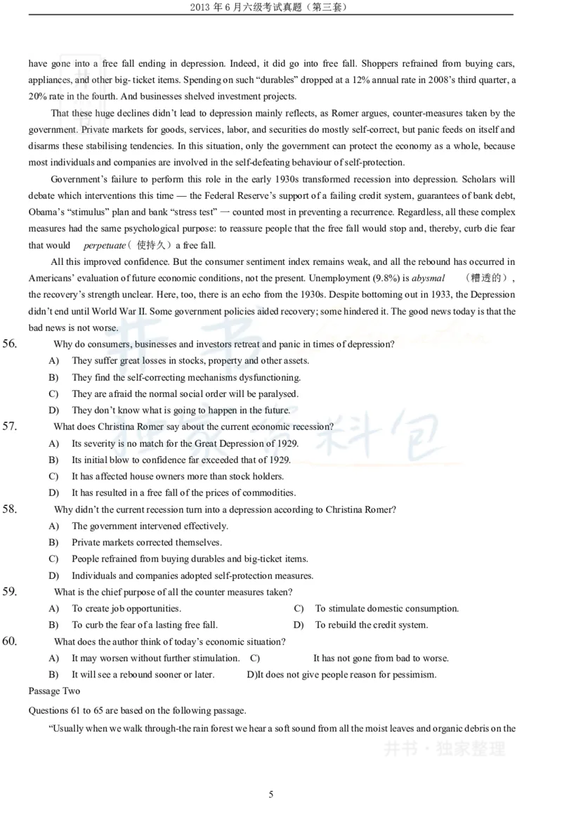 2013年06月大学英语6级（卷三）_最新更新，视频都在这_2026、6月四级速转存易和谐_四六级真题+资料包_六级真题_2007-2015年六级真题及答案解析_2013年06月英语六级真题