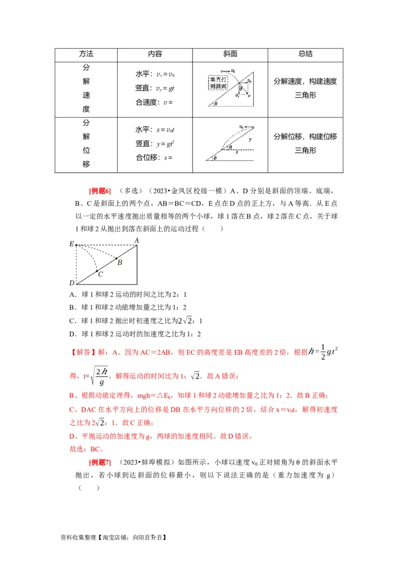 第9讲　平抛运动（解析版）_04高考物理_通用版（老高考）复习资料_2024年复习资料_完2024年高考物理一轮考点复习精讲精练（全国通用）_第09讲　平抛运动（全国通用）