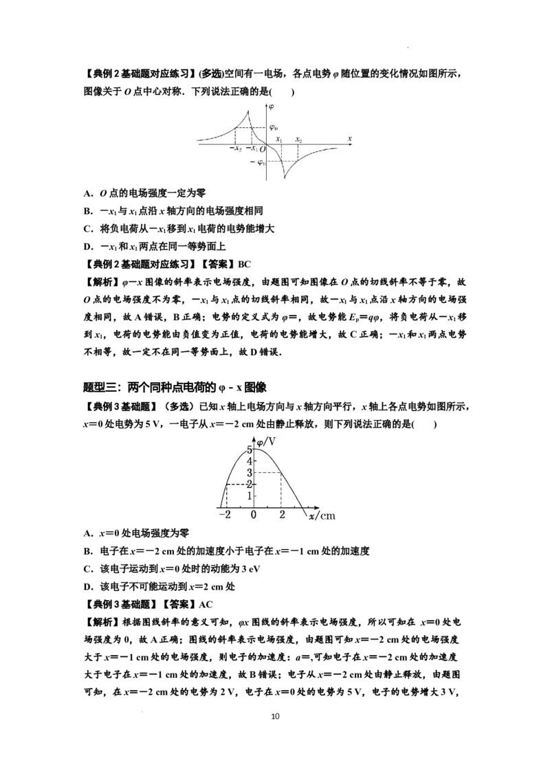 知识点66：静电场中的图象问题（解析版）_04高考物理_通用版（老高考）复习资料_2024年复习资料_基础版2024届高考物理一轮复习讲义及对应练习
