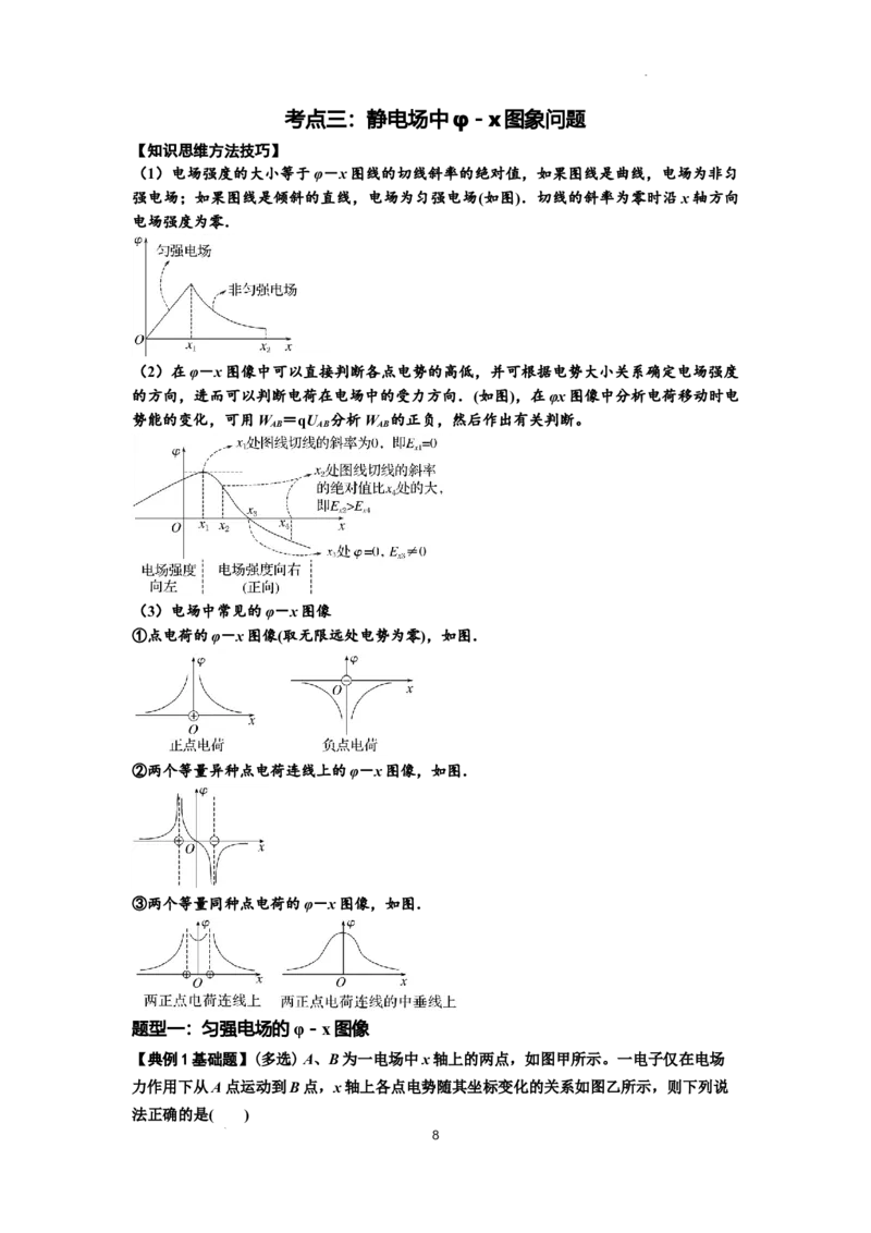 知识点66：静电场中的图象问题（解析版）_04高考物理_通用版（老高考）复习资料_2024年复习资料_基础版2024届高考物理一轮复习讲义及对应练习