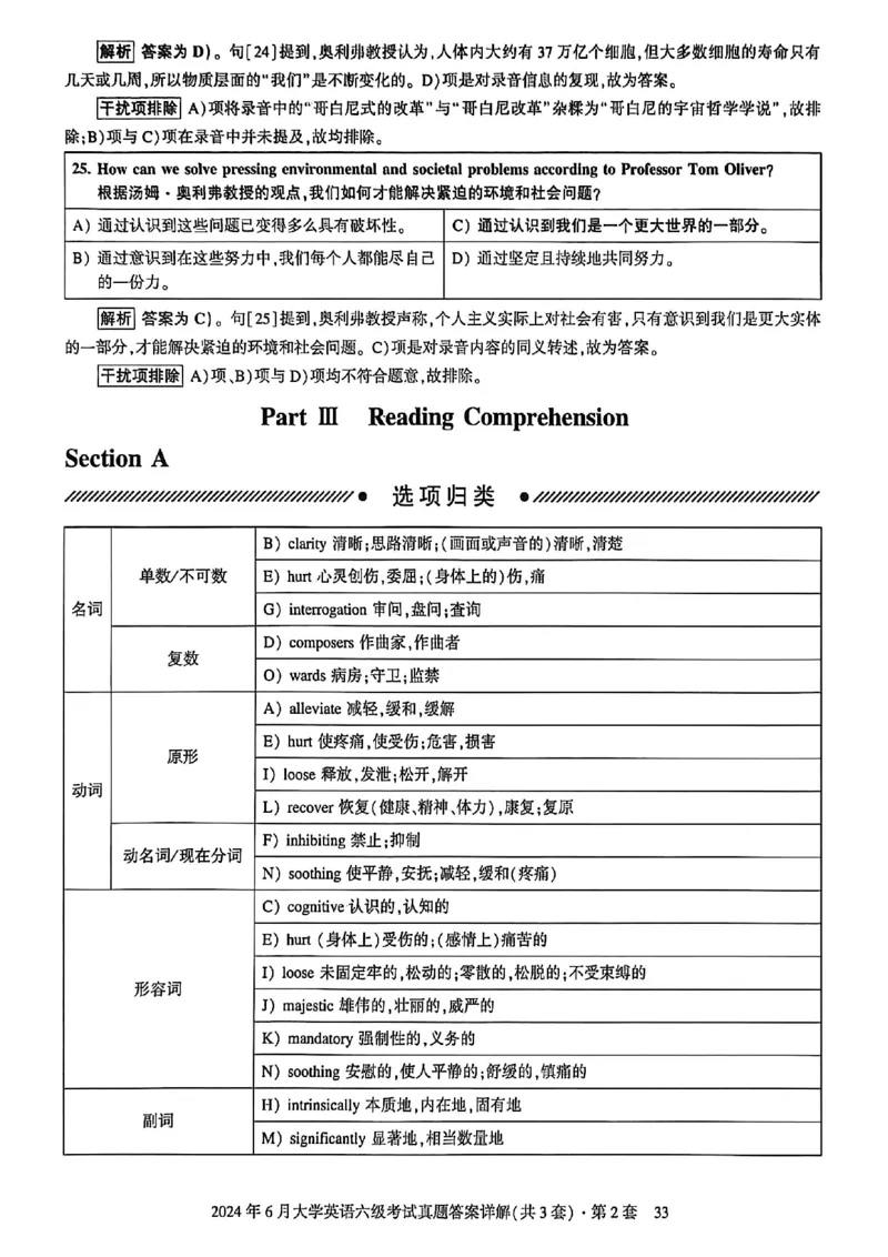 2024年6月六级三套真题带答案解析_最新更新，视频都在这_2026，6月六级速转存易和谐_讲义_就这样过英语六级真题+模拟