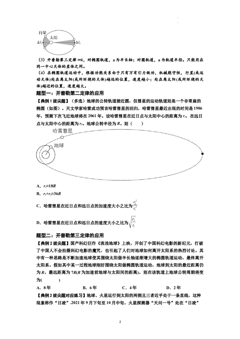知识点28：开普勒行星运动定律及其应用（拔尖原卷版）_04高考物理_新高考复习资料_2024新高考复习资料_一轮复习资料_拔尖版2024届高考物理一轮复习讲义及对应练习
