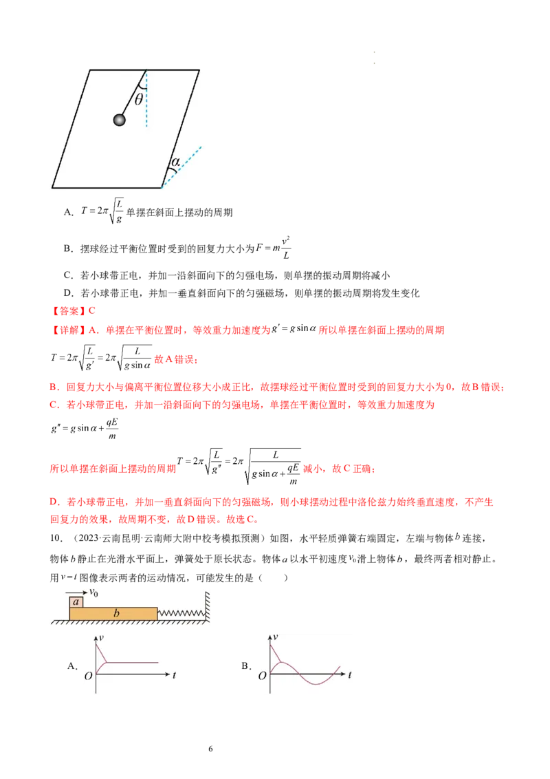 第34讲机械振动（练习）（解析版）_04高考物理_新高考复习资料_2024新高考复习资料_一轮复习资料_2024年高考物理一轮复习讲练测（讲义+练习+课件）（新高考）_讲义+练习