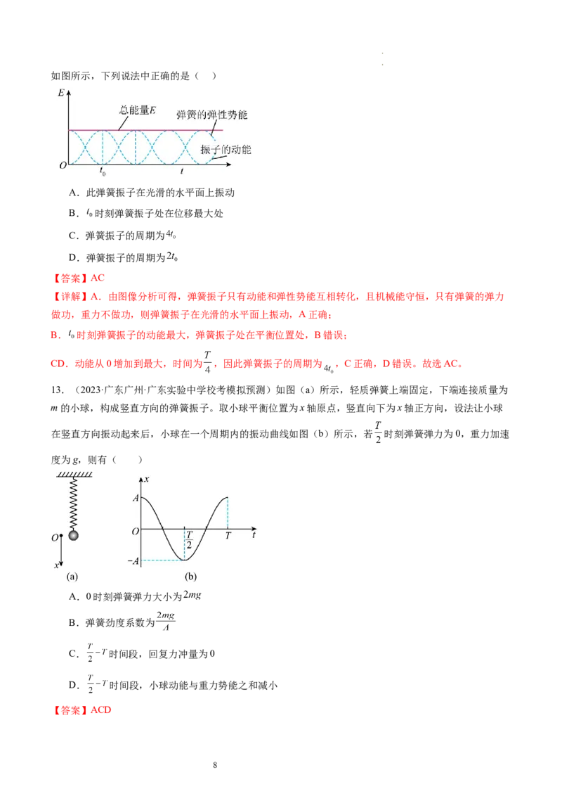 第34讲机械振动（练习）（解析版）_04高考物理_新高考复习资料_2024新高考复习资料_一轮复习资料_2024年高考物理一轮复习讲练测（讲义+练习+课件）（新高考）_讲义+练习