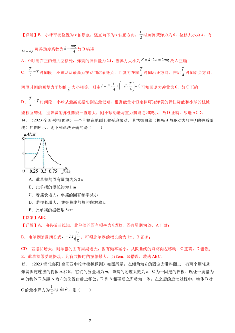 第34讲机械振动（练习）（解析版）_04高考物理_新高考复习资料_2024新高考复习资料_一轮复习资料_2024年高考物理一轮复习讲练测（讲义+练习+课件）（新高考）_讲义+练习