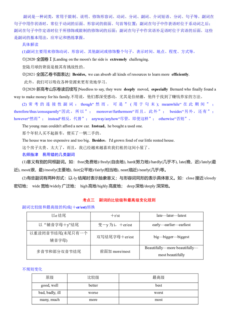 考点05副词（核心考点精讲精练）-备战2024年高考英语一轮复习考点帮（新高考专用）（学生版）_03高考英语_新高考复习资料_2024年新高考资料_一轮复习资料_语法核心考点