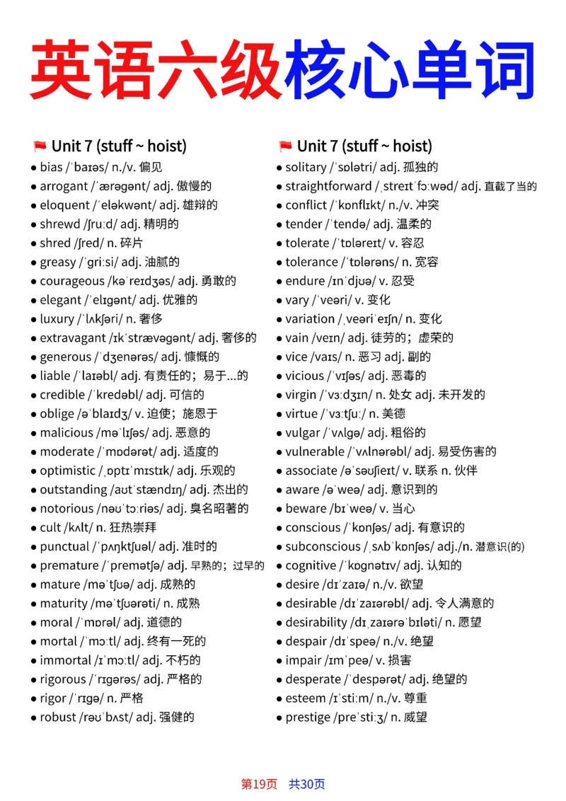 英语六级核心单词30页完整版_最新更新，视频都在这_2026、6月四级速转存易和谐_小红书同款笔记