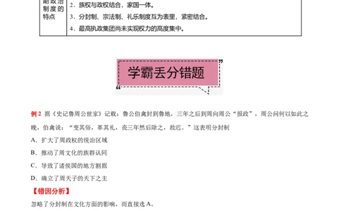 考点01先秦时期的政治制度-备战2022年高考历史学霸纠错_07高考历史_2024年新高考资料_1.2024一轮复习_赠备战2022年高考历史学霸纠错