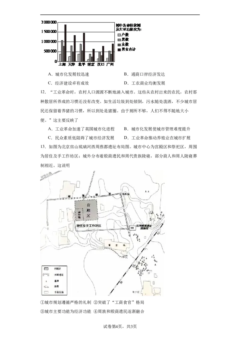 经济类热点--城市化进程-2023-2024学年高三历史二轮（专题训练）原卷版_07高考历史_2024年新高考资料_2.2024二轮复习_2024届高三历史统编版二轮复习专项训练