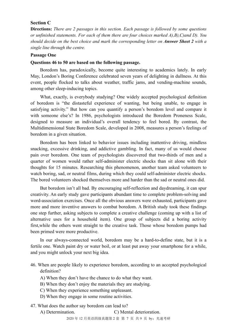 2020.12四级真题全3套(带书签)_02.四六级真题+模拟题（0128）_四级真题+音频+解析(0128)_03.2016&mdash;2025年新题型_2020年12月四级