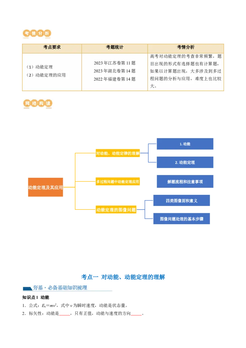 第26讲动能定理及其应用（讲义）（原卷版）_04高考物理_新高考复习资料_2024新高考复习资料_一轮复习资料_2024年高考物理一轮复习讲练测（讲义+练习+课件）（新高考）_讲义+练习