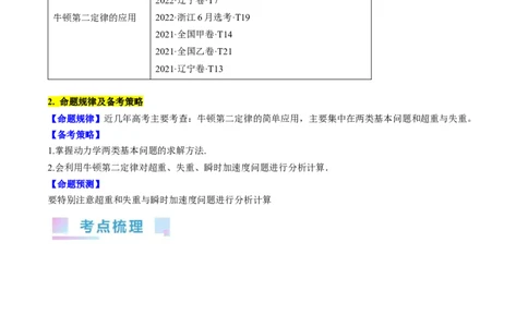 考点11牛顿第二定律的应用（解析版）_04高考物理_通用版（老高考）复习资料_2024年复习资料_完备战2024年高考物理一轮复习考点帮（全国通用）_答案解析版