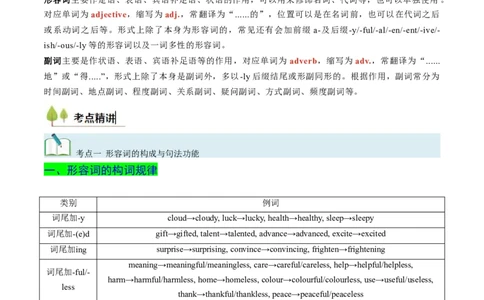 考点05形容词和副词（核心考点精讲精练）-备战2025年高考英语一轮复习考点帮（新高考通用）（原卷版）_03高考英语_新高考复习资料_2025年新高考复习