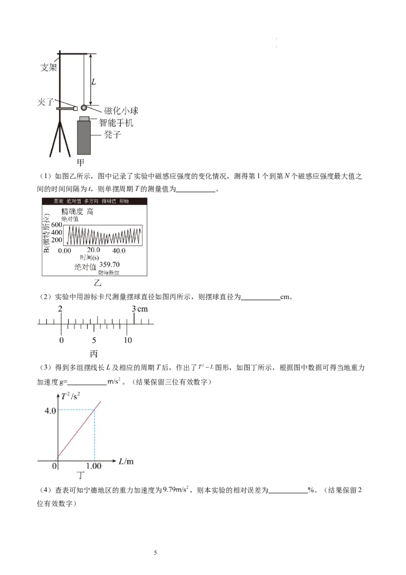 第36讲用单摆测量重力加速度的大小（练习）（解析版）_04高考物理_新高考复习资料_2024新高考复习资料_一轮复习资料_2024年高考物理一轮复习讲练测（讲义+练习+课件）（新高考）