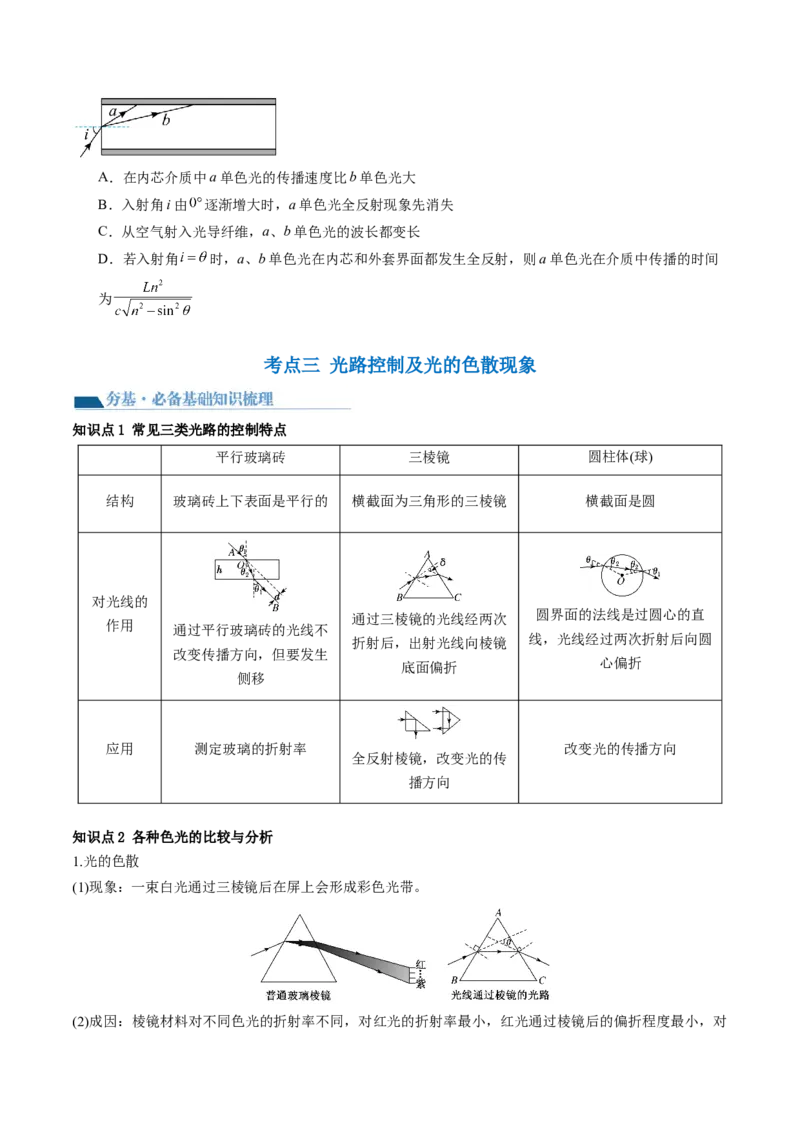 第62讲光的折射全反射（讲义）（原卷版）_04高考物理_新高考复习资料_2024新高考复习资料_一轮复习资料_2024年高考物理一轮复习讲练测（讲义+练习+课件）（新高考）_讲义+练习