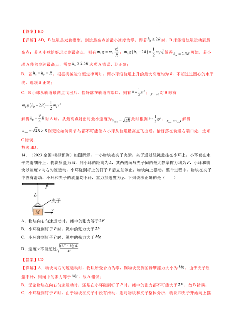 第19讲圆周运动的临界问题（练习）（解析版）_04高考物理_新高考复习资料_2024新高考复习资料_一轮复习资料_2024年高考物理一轮复习讲练测（讲义+练习+课件）（新高考）_讲义+练习