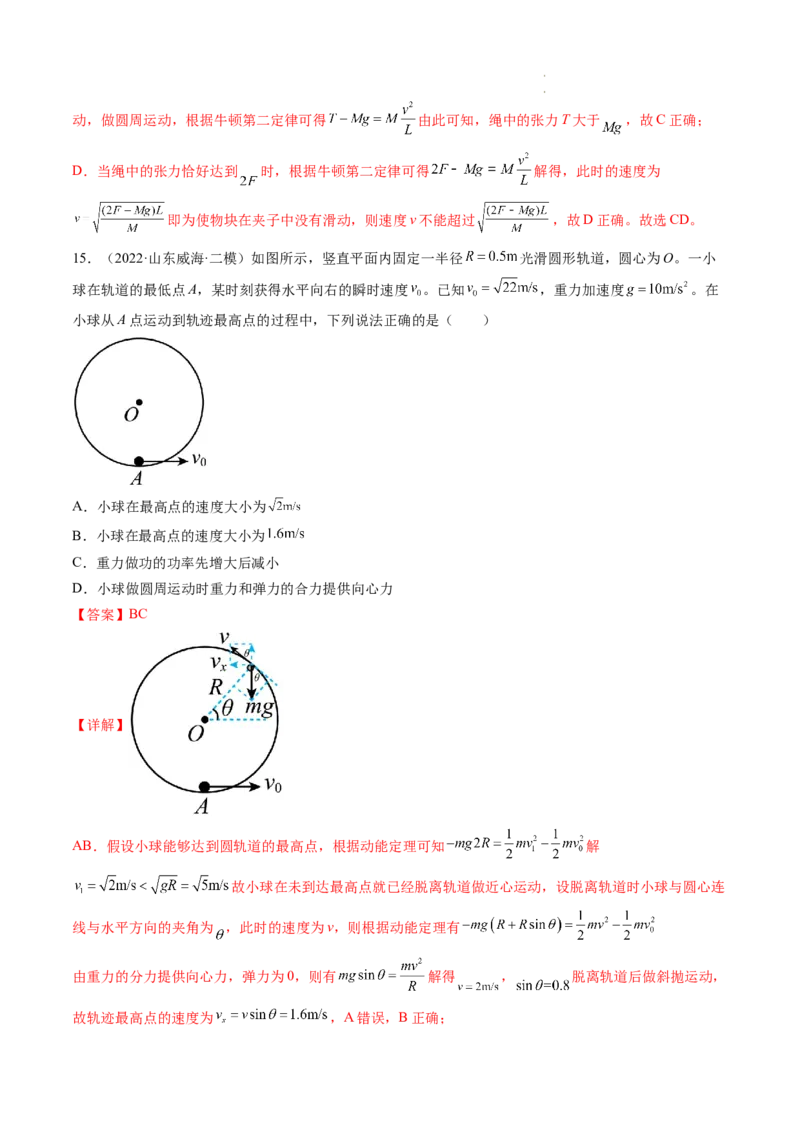 第19讲圆周运动的临界问题（练习）（解析版）_04高考物理_新高考复习资料_2024新高考复习资料_一轮复习资料_2024年高考物理一轮复习讲练测（讲义+练习+课件）（新高考）_讲义+练习