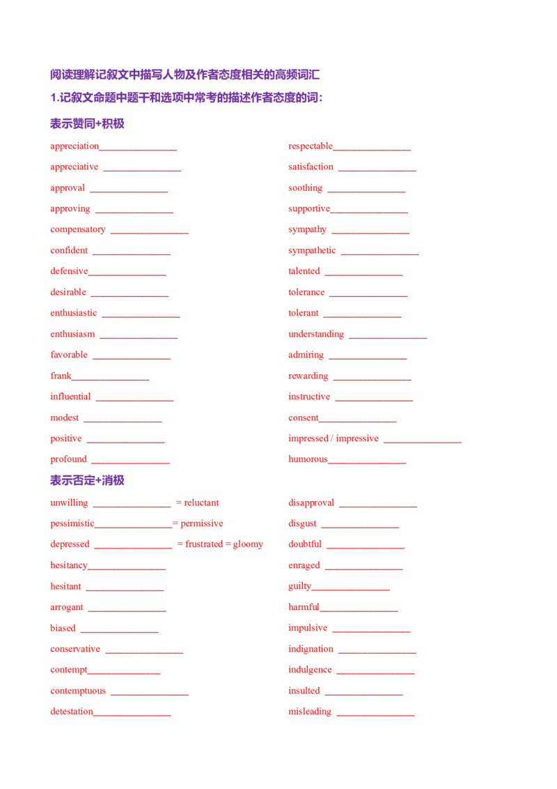 词汇知识专题03阅读理解高频词汇（练习）（原卷版）_03高考英语_2025年新高考资料_二轮复习_上好课2025年高考英语二轮复习讲练测（新高考通用）3378522_第二部分词汇知识