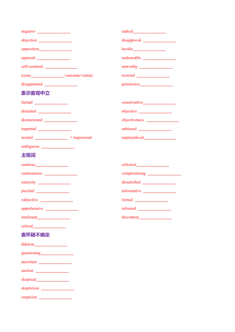 词汇知识专题03阅读理解高频词汇（练习）（原卷版）_03高考英语_2025年新高考资料_二轮复习_上好课2025年高考英语二轮复习讲练测（新高考通用）3378522_第二部分词汇知识
