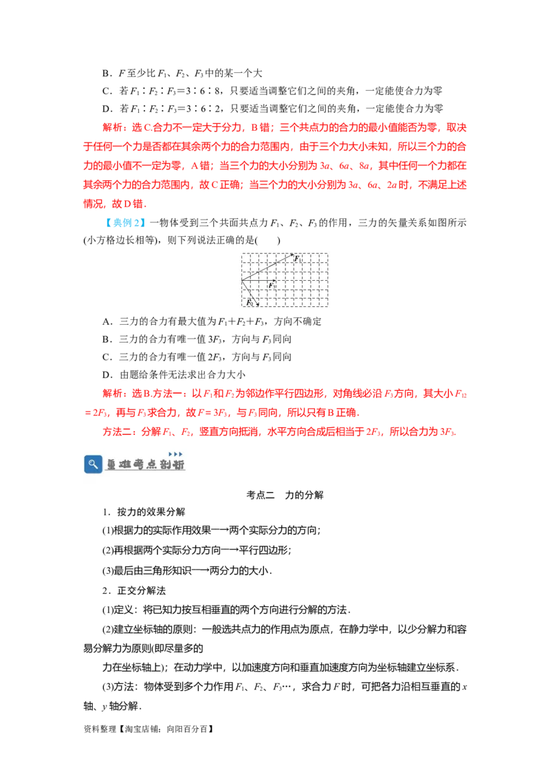 第6讲力的合成与分解（解析版）_04高考物理_新高考复习资料_2024新高考复习资料_一轮复习资料_完划重点2024年高考一轮复习精细讲义
