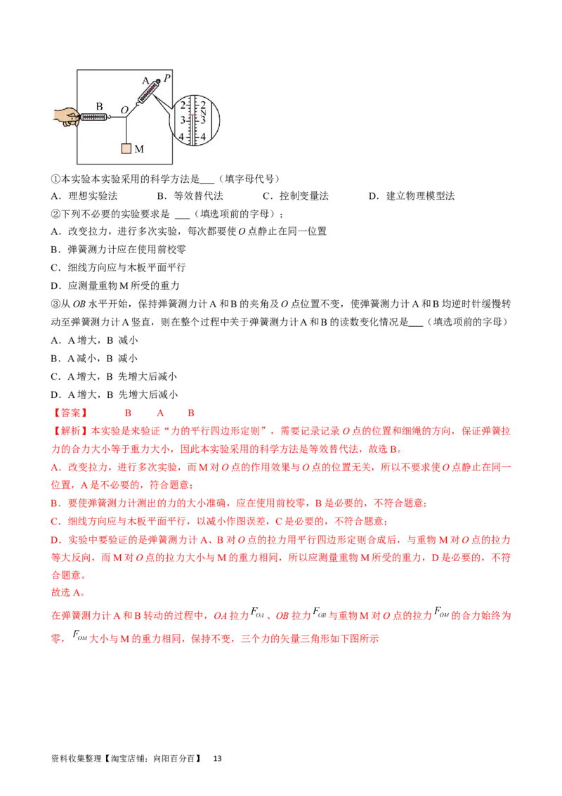 考点09实验：探究两个互成角度的力的合成规律（解析版）_04高考物理_通用版（老高考）复习资料_2024年复习资料_完备战2024年高考物理一轮复习考点帮（全国通用）_答案解析版