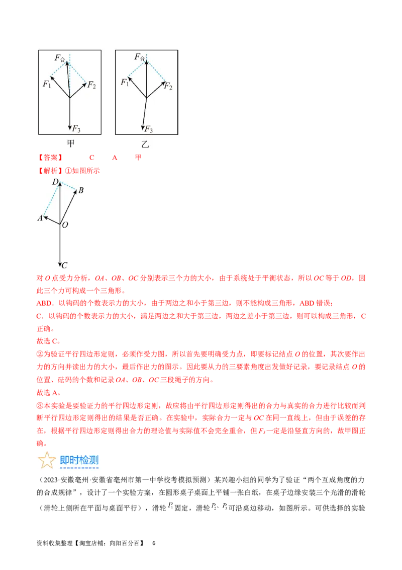 考点09实验：探究两个互成角度的力的合成规律（解析版）_04高考物理_通用版（老高考）复习资料_2024年复习资料_完备战2024年高考物理一轮复习考点帮（全国通用）_答案解析版