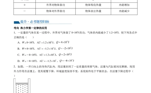 第69讲热力学定律与能量守恒定律（讲义）（原卷版）_04高考物理_新高考复习资料_2024新高考复习资料_一轮复习资料_2024年高考物理一轮复习讲练测（讲义+练习+课件）（新高考）