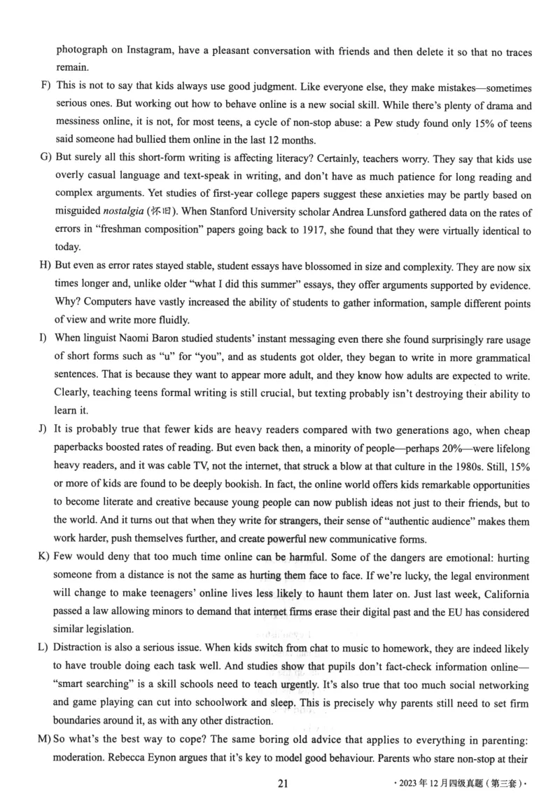 2023.12四级真题第3套_最新更新，视频都在这_2026、6月四级速转存易和谐_新大学英语2025.6月4.6级真题_※1.四级历年真题、解析及听力_2.2017-2024年（新题型）_2023年12月CET4