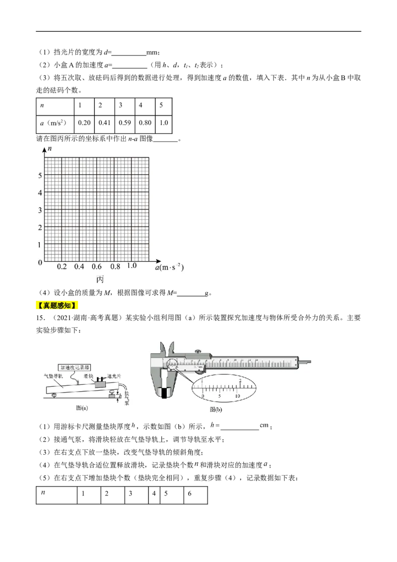 考点14探究加速度与力、质量的关系（原卷版）_04高考物理_通用版（老高考）复习资料_2024年复习资料_完备战2024年高考物理一轮复习考点帮（全国通用）