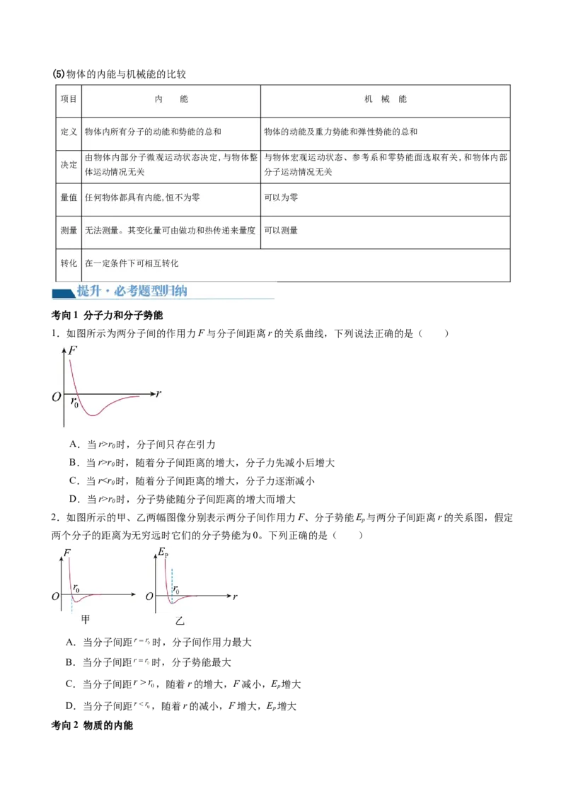 第66讲分子动理论内能（讲义）（原卷版）_04高考物理_新高考复习资料_2024新高考复习资料_一轮复习资料_2024年高考物理一轮复习讲练测（讲义+练习+课件）（新高考）_讲义+练习