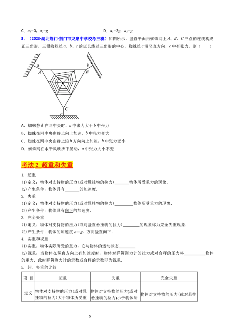 考点11牛顿第二定律两类动力学问题（核心考点精讲精练）-备战2024年高考物理一轮复习考点帮（新高考专用）（原卷版）_04高考物理_新高考复习资料_2024新高考复习资料_一轮复习资料