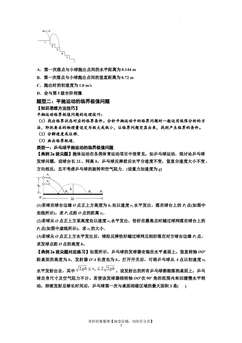 知识点25：抛体运动（拔尖原卷版）_04高考物理_新高考复习资料_2024新高考复习资料_一轮复习资料_拔尖版2024届高考物理一轮复习讲义及对应练习_知识点25：抛体运动拔尖版