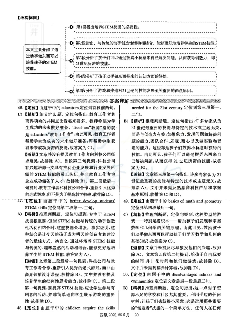 2021年6月大学英语四级考试答案及解析卷1_最新更新，视频都在这_2026、6月四级速转存易和谐_四六级真题+资料包_四级真题_2021年6月CET4