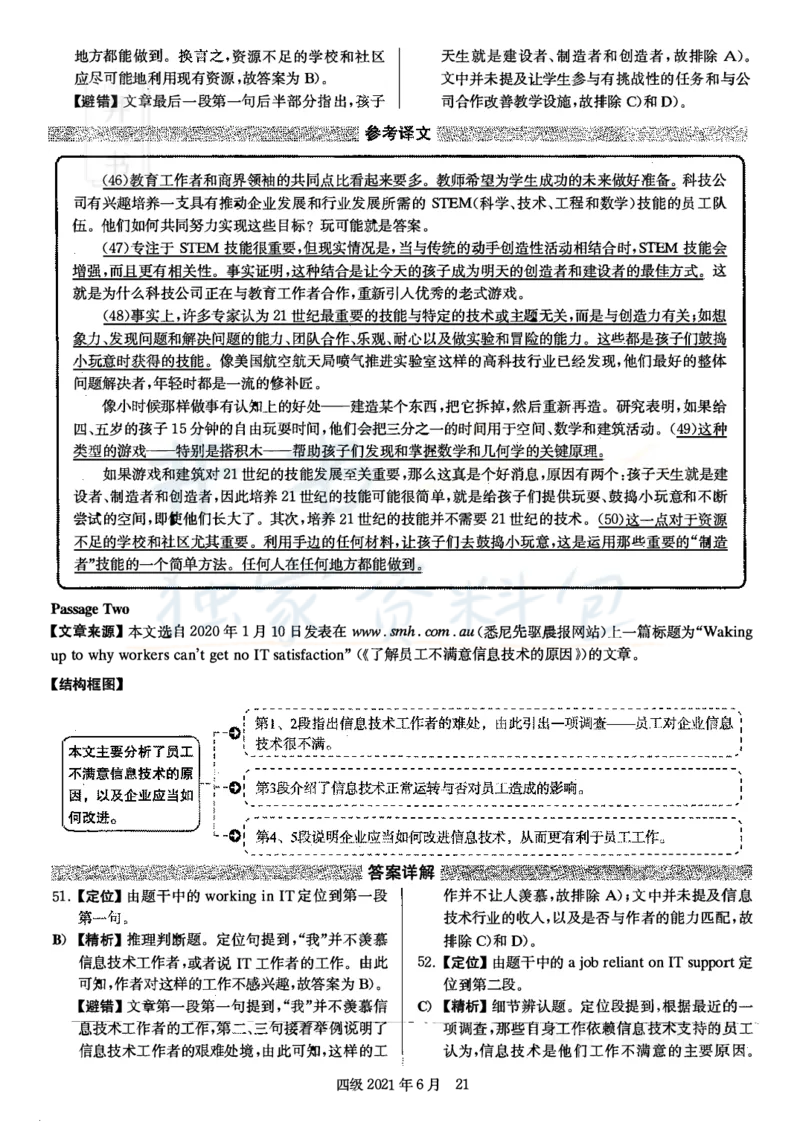 2021年6月大学英语四级考试答案及解析卷1_最新更新，视频都在这_2026、6月四级速转存易和谐_四六级真题+资料包_四级真题_2021年6月CET4