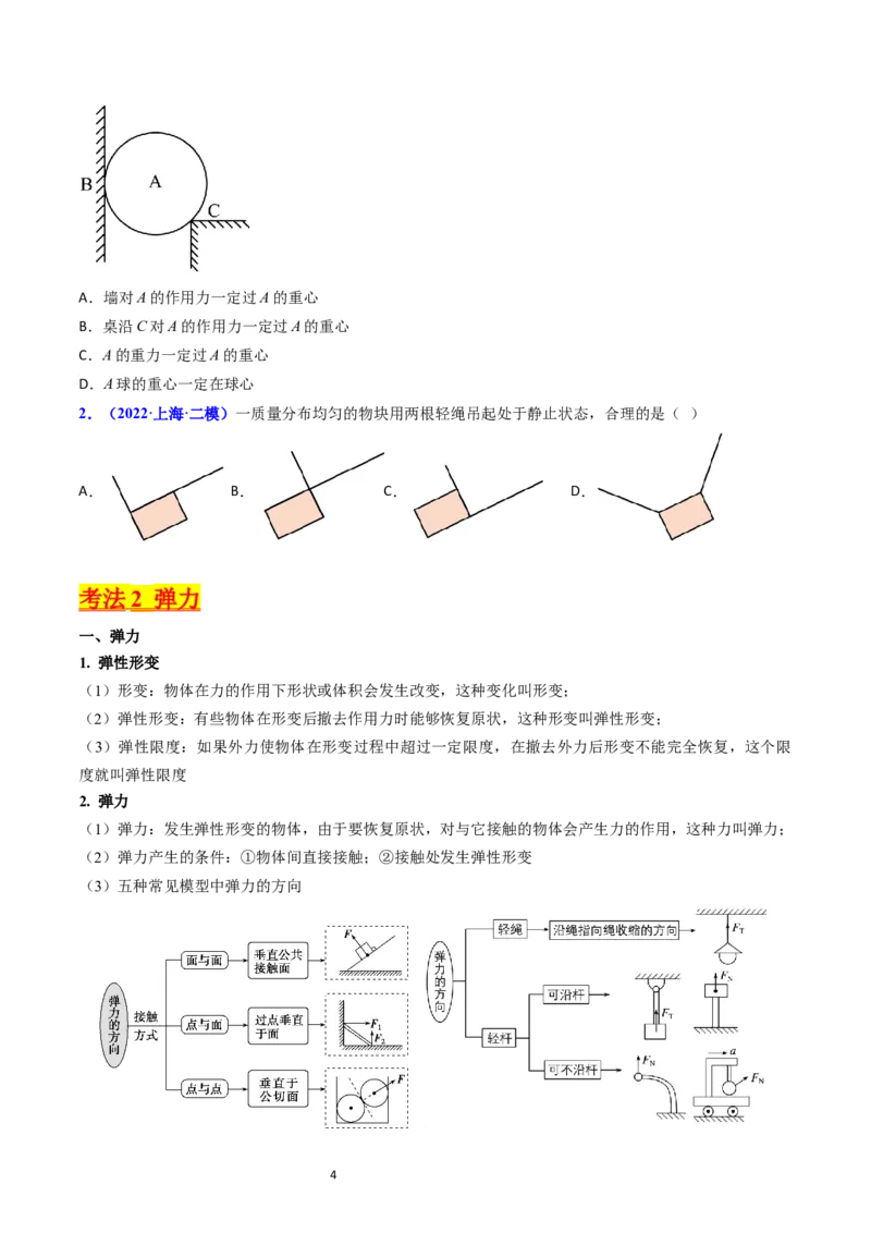 考点05重力弹力摩擦力（核心考点精讲精练）-备战2024年高考物理一轮复习考点帮（新高考专用）（原卷版）_04高考物理_新高考复习资料_2024新高考复习资料_一轮复习资料